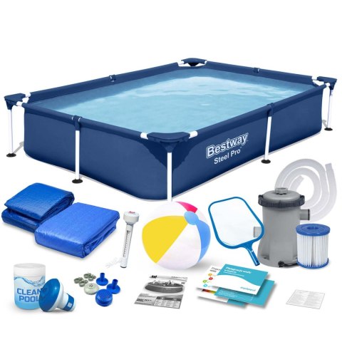 Basen prostokątny stelażowy 221x150x43 cm 16w1 Bestway 56401N Basen prostokątny stelażowy 221x150x43 cm 16w1 Bestway 56401N