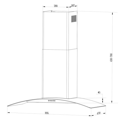 Okap kuchenny kominowy 90 cm Berdsen BT-223 INOX