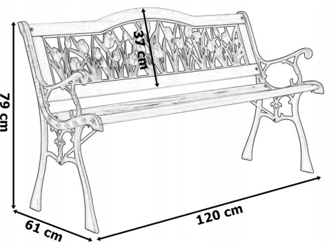 Ławka ogrodowa żeliwna TULIPAN