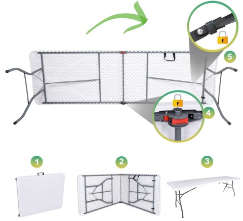 Stół cateringowy IMPRO składany w walizkę 240 cm biały