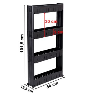 Półki łazienkowe na kółkach czarne 4 poziomy Osmera