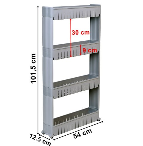 Półki łazienkowe na kółkach szare 4 poziomy Osmera
