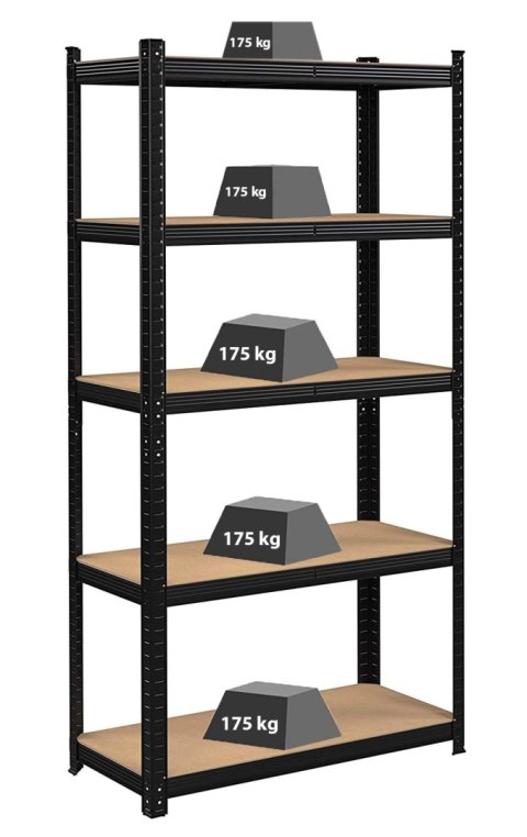 Regał magazynowy Conor czarny 875 kg 180 x 90 x 30 cm