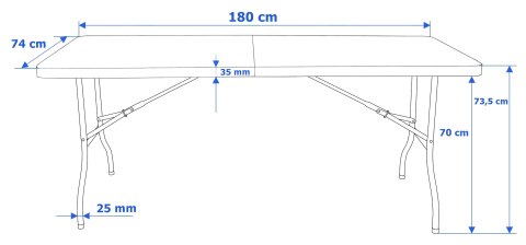 Stół cateringowy FETA składany w walizkę 180 cm czarny