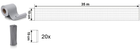 Taśma ogrodzeniowa 19 cm x 35 m szara osłona