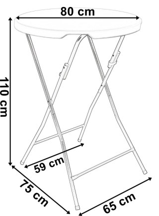 Stolik cateringowy składany GALA 80 cm biały