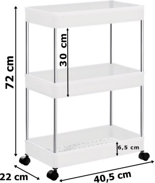 Regał na kółkach TALMER biały 3 poziomy