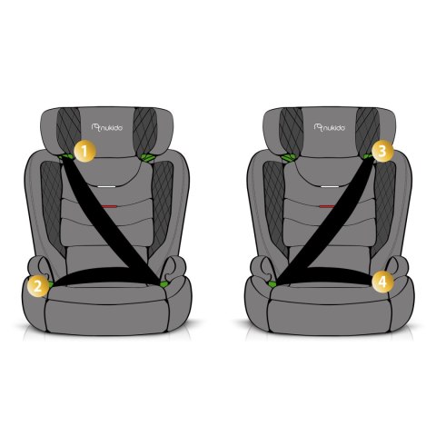 Fotelik samochodowy Nukido Louis czarno-czerwony 15-36 kg ISOFIX