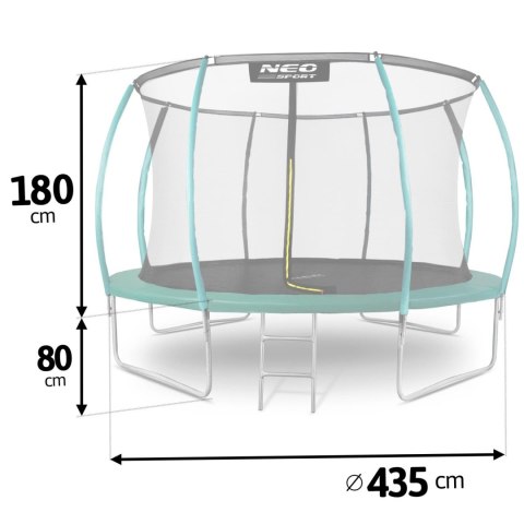 Trampolina ogrodowa 14ft/435cm z siatką, profilowanymi słupkami i drabinką Neo-Sport