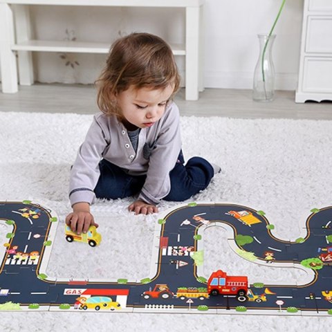 TOOKY TOY Droga Autostrada Puzzle + Pojazdy Samochody Znaki Drogowe