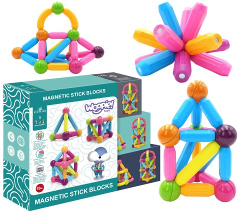 WOOPIE Magnetic Educational Construction Blocks Large Thick 38 pcs.