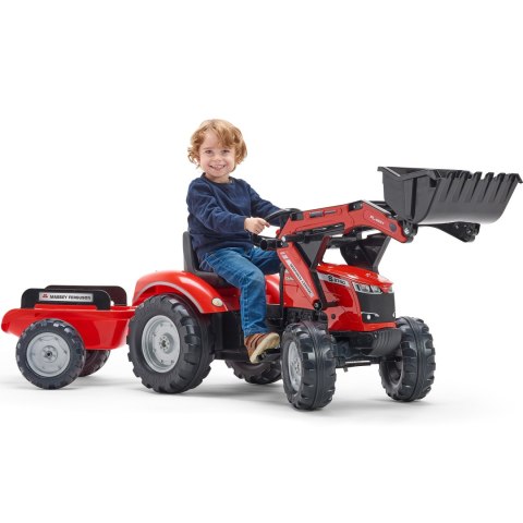 FALK Traktor Massey Ferguson Czerwony na Pedały z Przyczepką od 3 Lat