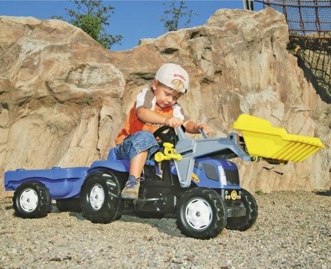 Rolly Toys rollyKid-X New Holland rollyKid Traktor z łyżką i przyczepką Niebieski