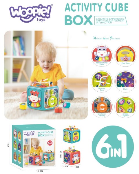 WOOPIE Interaktywna Kostka Sensoryczna Edukacyjna Montessori Sorter 6w1