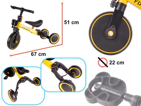 Rowerek Trike Fix Mini biegowy trójkołowy 3w1 z pedałami żółty