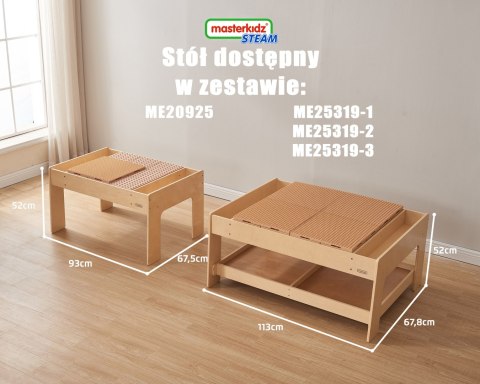 MASTERKIDZ Drewniany Stół Edukacyjny + AKCESORIA STEM WALL + 563 Klocków