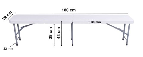 Ławka cateringowa składana 180 cm biała