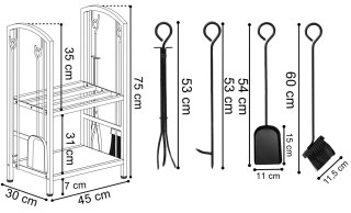 Stojak na drewno metalowy z akcesoriami FUEGO