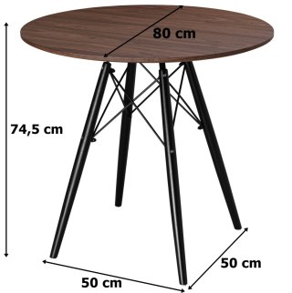 Stolik okrągły PARIS BLACK DTW 80 cm jesion