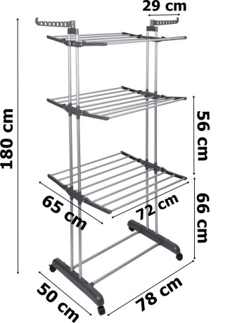 Suszarka rozkładana na kółkach Sonora szara