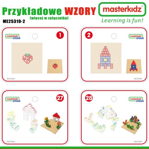 MASTERKIDZ Drewniany Stół Edukacyjny + AKCESORIA STEM WALL + 135 Klocków