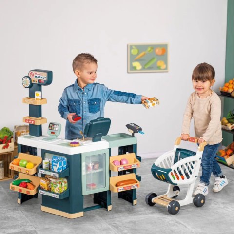 SMOBY Maximarket Wózek Elektroniczną Kasą ze Skanerem Waga i Lodówka