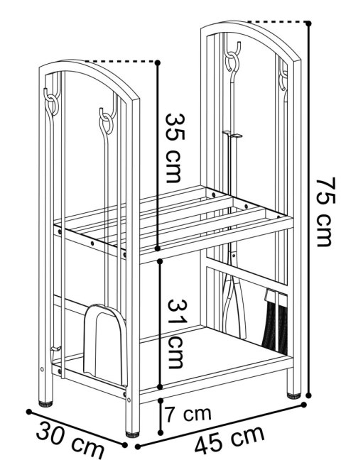 Stojak na drewno metalowy z akcesoriami FUEGO