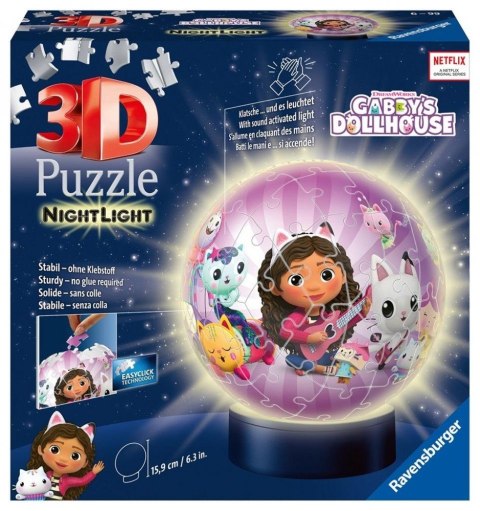 Puzzle 3D Świecąca kula Koci Domek Gabi