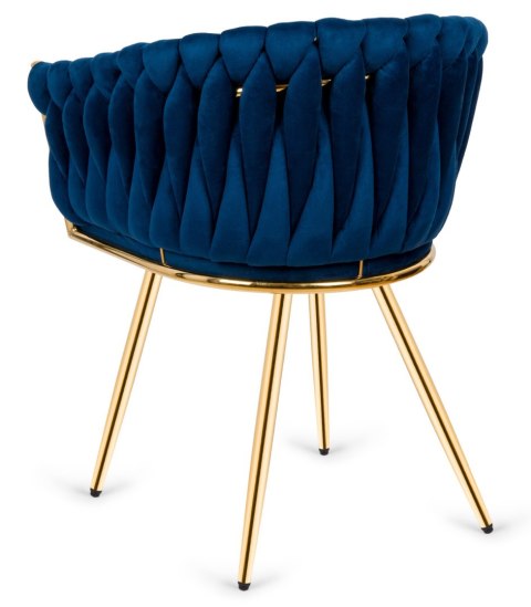 Krzesło plecione Lugano fotel TRECCIA BLUE VELVET GOLD