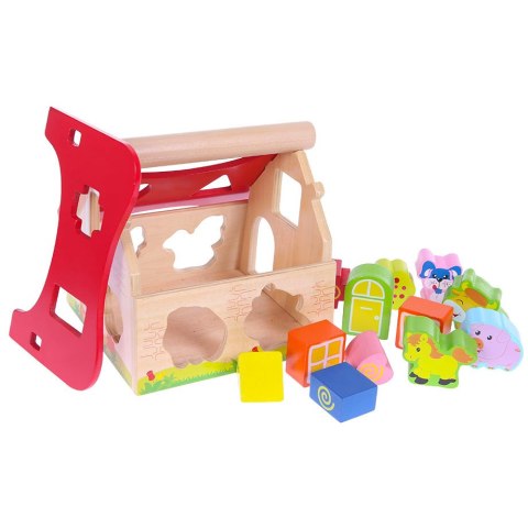 Drewniany domek, farma sorter z klockami ECOTOYS