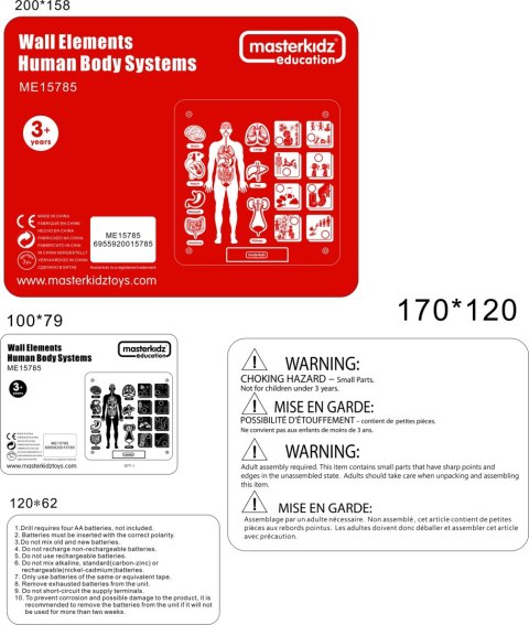 MASTERKIDZ Tablica Edukacyjna Układ Ciała Ludzkiego Montessori