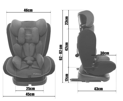 Fotelik samochodowy ISOFIX 360 FORZA RED 0-36 kg uniwersalny