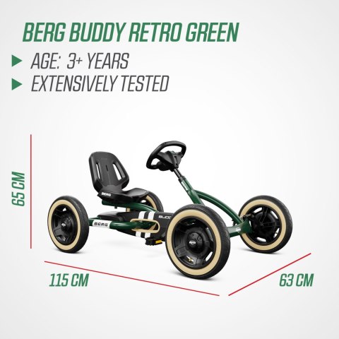 BERG Gokart Na Pedały Buddy Retro Green do 50 kg