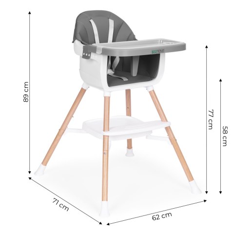 Fotelik krzesełko do karmienia dzieci 2w1 szary ECOTOYS