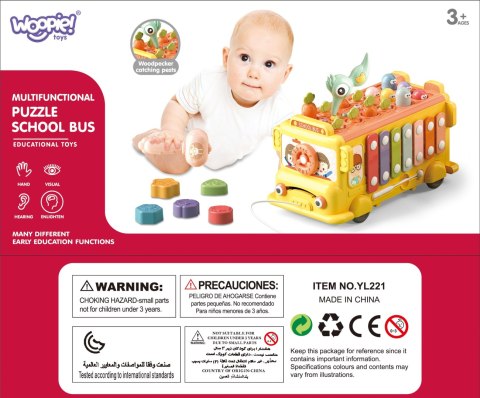 WOOPIE BABY Interaktywny Autobus Montessori Edukacyjny 6w1 Młoteczek Cymbałki +18 m