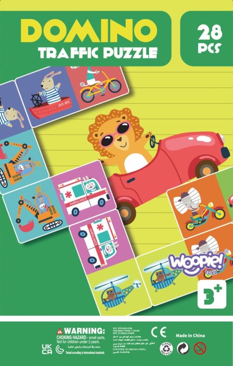 WOOPIE Gra Edukacyjna Transport Zwierzęta Puzzle Domino Montessori