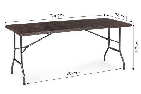 Stół cateringowy bankietowy ogrodowy składany 179x74 cm brązowy ModernHome