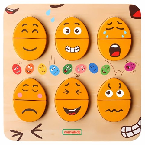 MASTERKIDZ Tablica do Nauki Emocji Drewniane Jajka jaki Humor? Montessori