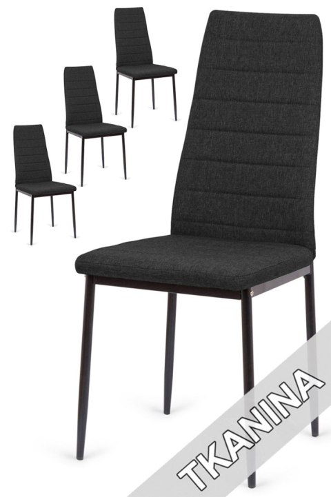 Krzesła tapicerowane zestaw 4 VALVA LINE FABRIC BLACK