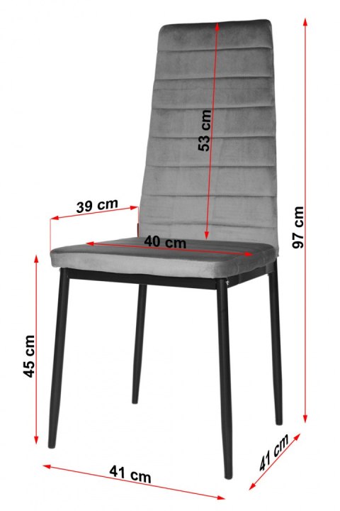 Krzesła tapicerowane zestaw 4 VALVA LINE FABRIC GREY