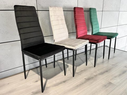 Krzesła tapicerowane zestaw 4 VALVA LINE VELVET BLACK