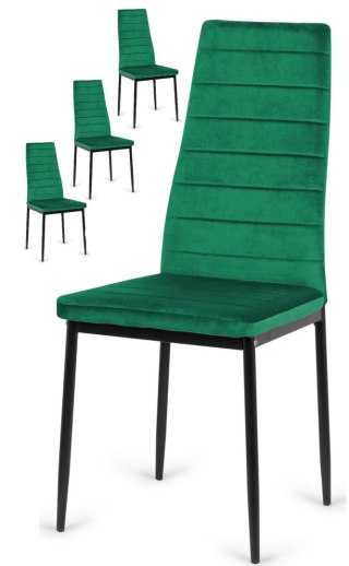 Krzesła tapicerowane zestaw 4 VALVA LINE VELVET GREEN