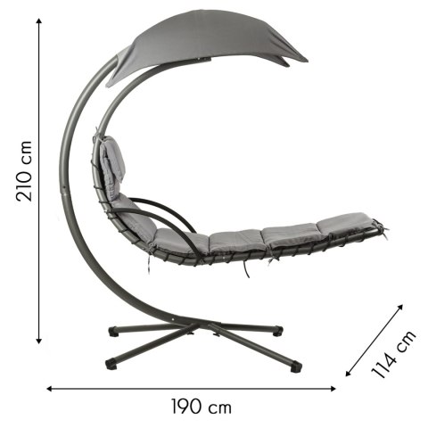 Leżanka huśtawka ogrodowa hamak fotel wiszący kosz szara MultiGarden
