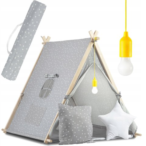 TIPI namiot dla dzieci DOMEK Poduszki LAMPKA LED Bawełna PREMIUM Nukido