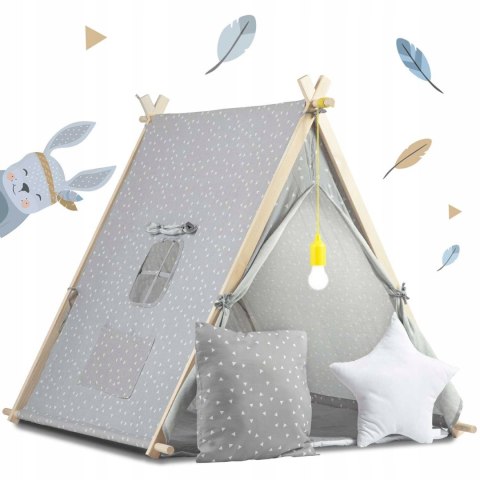 TIPI namiot dla dzieci DOMEK Poduszki LAMPKA LED Bawełna PREMIUM Nukido