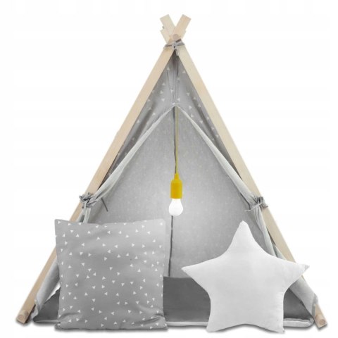 TIPI namiot dla dzieci DOMEK Poduszki LAMPKA LED Bawełna PREMIUM Nukido