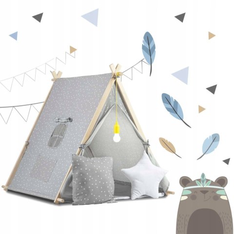 TIPI namiot dla dzieci DOMEK Poduszki LAMPKA LED Bawełna PREMIUM Nukido