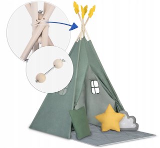 TIPI namiot dla dzieci TEEPEE Girlanda Poduszki DUŻA MATA STABILIZATOR