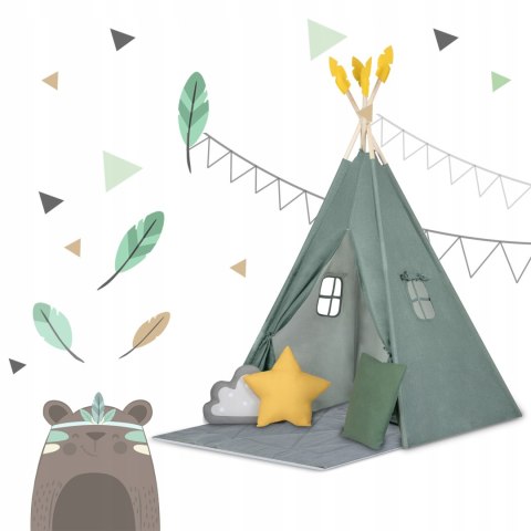 TIPI namiot dla dzieci TEEPEE Girlanda Poduszki DUŻA MATA STABILIZATOR