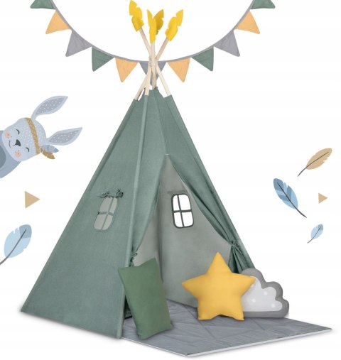 TIPI namiot dla dzieci TEEPEE Girlanda Poduszki DUŻA MATA STABILIZATOR